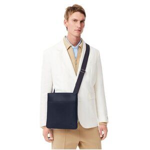 LACOSTE classic flat crossover crossbody bag midnight blue alligator unisex